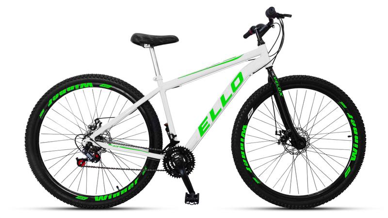Bicicleta Aro 29 Freio a Disco 21M. Velox Branca/Verde - Ello Bike